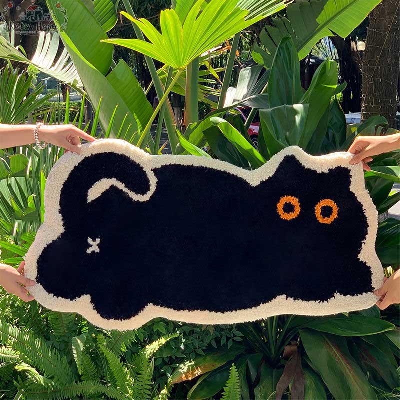 Cute Black Cat Rug by ValentinaDesign