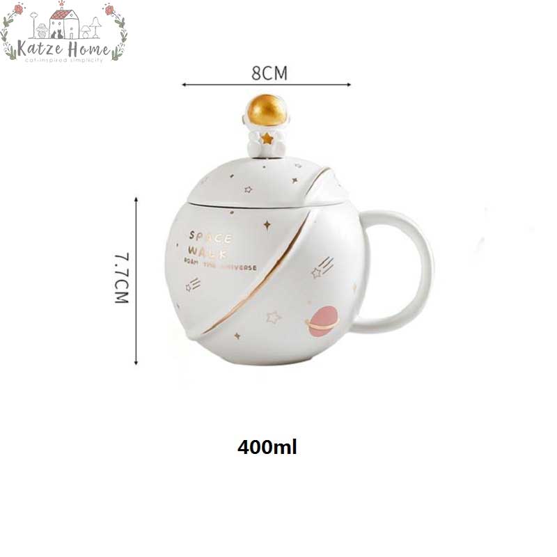 Aesthetic Ceramic Astronaut Galaxy Mug with Lid