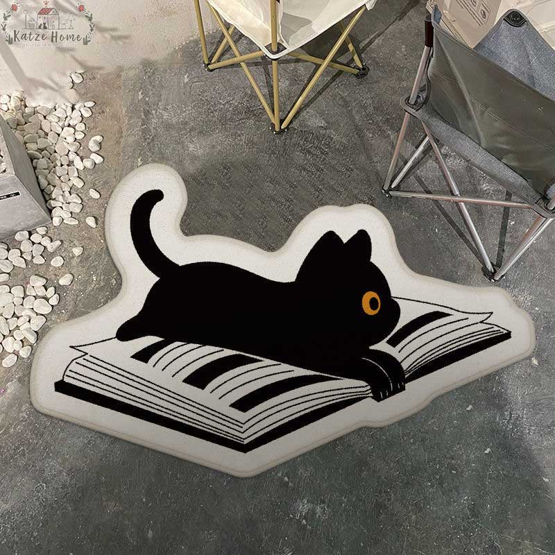 Aesthetic Fluffy Black Cat Rug