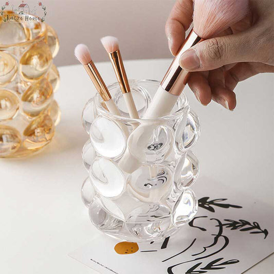 Aesthetic Glass Bubble Makeup Brush Holder Cup