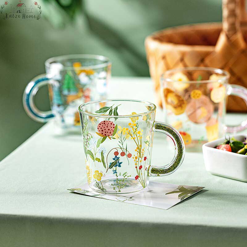 Aesthetic Glass Flower Cottagecore Mugs