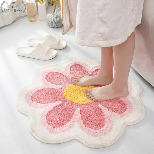 Aesthetic Green Flower Shaped Rugs