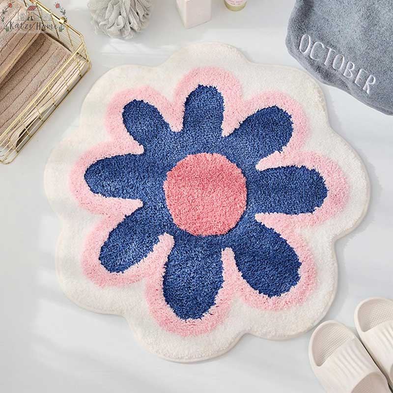 Aesthetic Green Flower Shaped Rugs