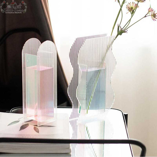Aesthetic Iridescent Clear Acrylic Vase