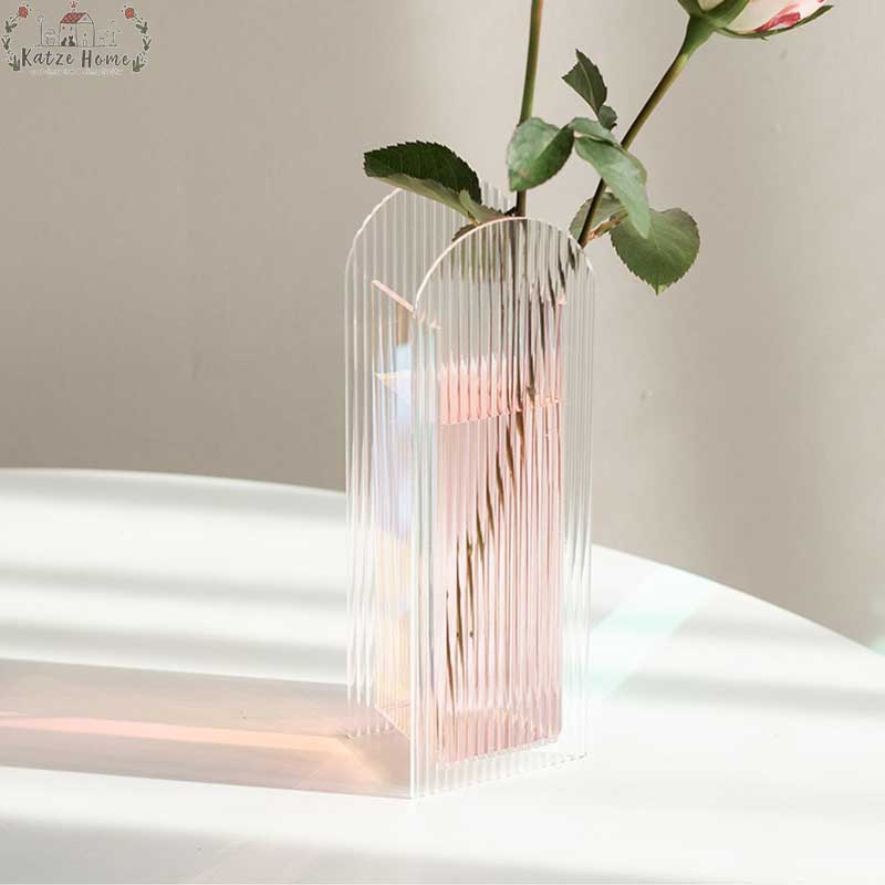 Aesthetic Iridescent Clear Acrylic Vase