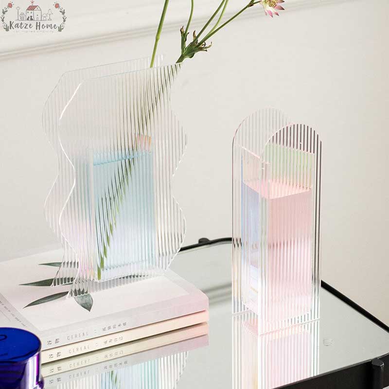 Aesthetic Iridescent Clear Acrylic Vase