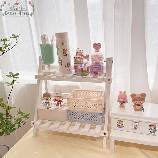 Aesthetic Minimal White Wood Desk Shelf