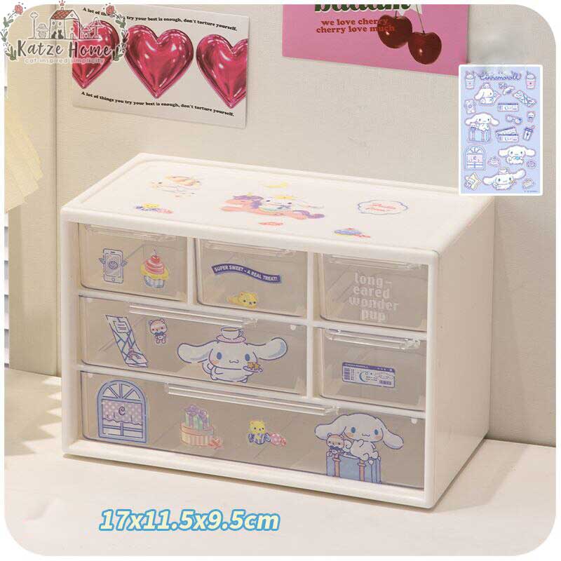 Aesthetic My Melody And Kuromi Storage Box Drawer Organizer