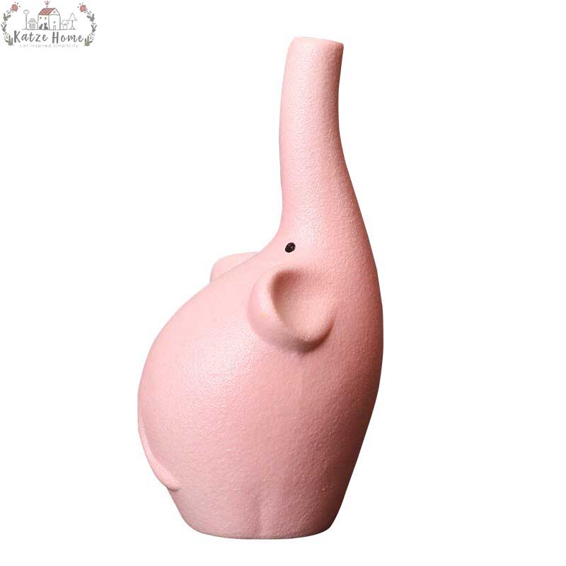 Aesthetic Pastel Ceramic Elephant Vase