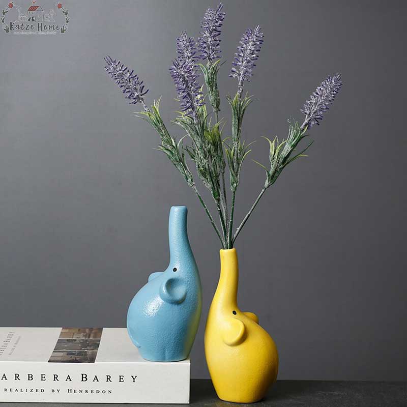 Aesthetic Pastel Ceramic Elephant Vase