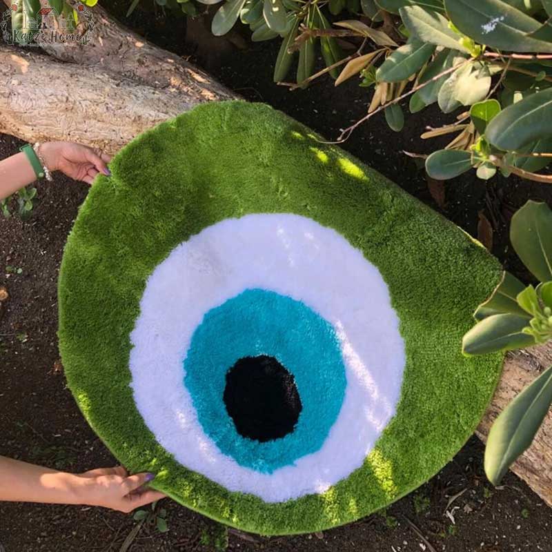 Aesthetic Tufted Fluffy Evil Eye Rug