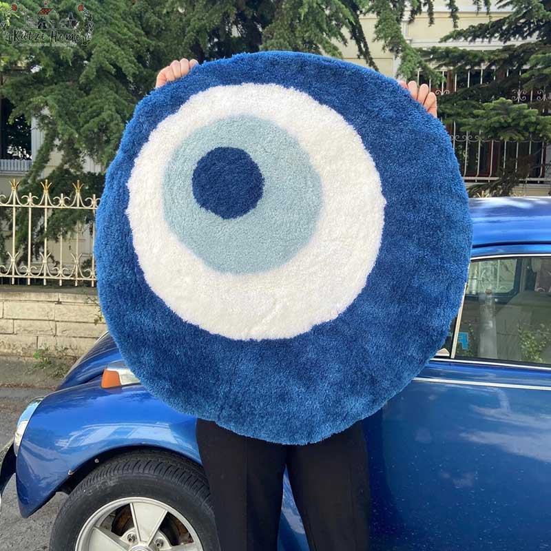 Aesthetic Tufted Fluffy Evil Eye Rug