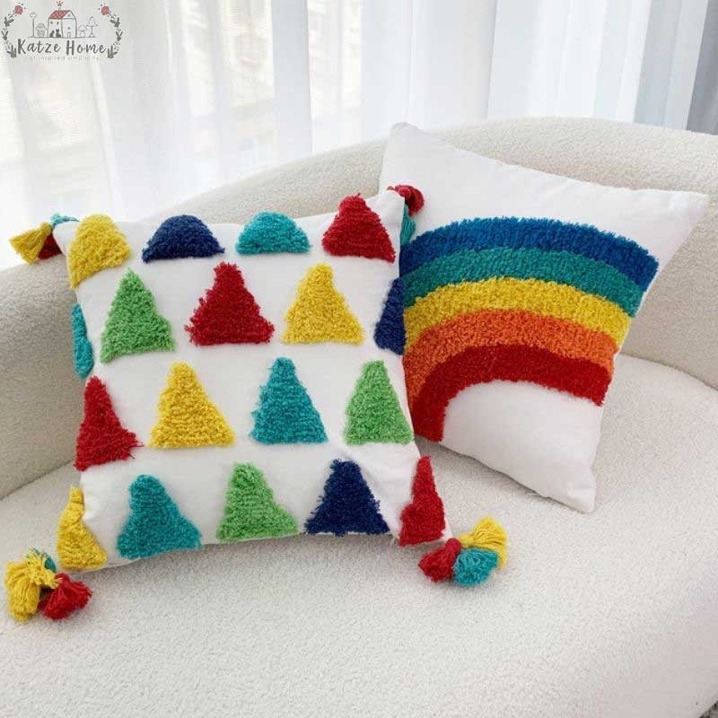 Boho Colorful Rainbow Pillow Cases