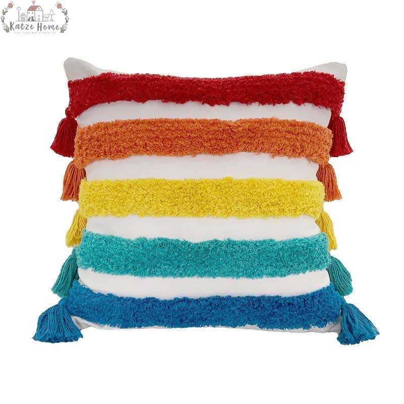 Boho Colorful Rainbow Pillow Cases