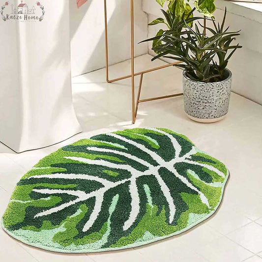 Boho Non Slip Soft Tropical Leaf Bath Mat