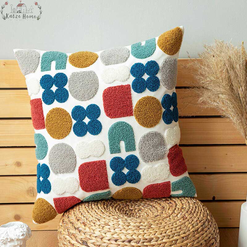Boho Tufted Abstract Pillow Cover