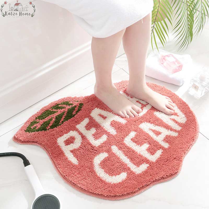 Boho Washable Non Slip Lemon Peach Bath Mat