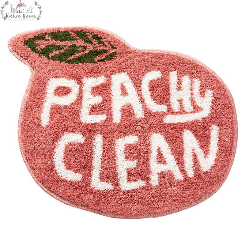 Boho Washable Non Slip Lemon Peach Bath Mat