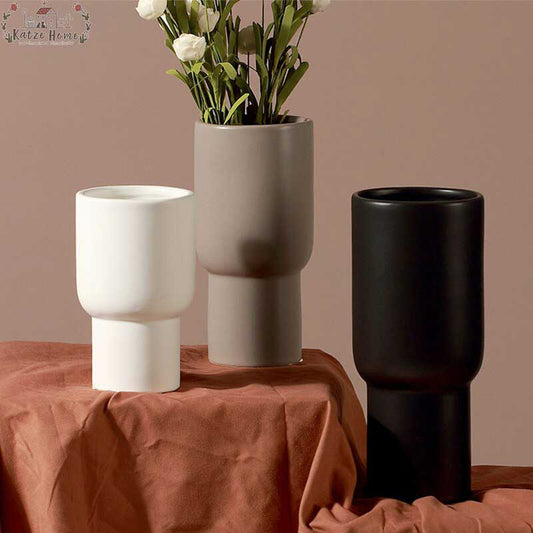 Cold Taupe Minimalist Vase For Dried Flowers