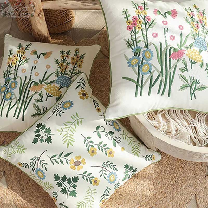 Cottagecore Wild Flower Embroidered Pillow Cover