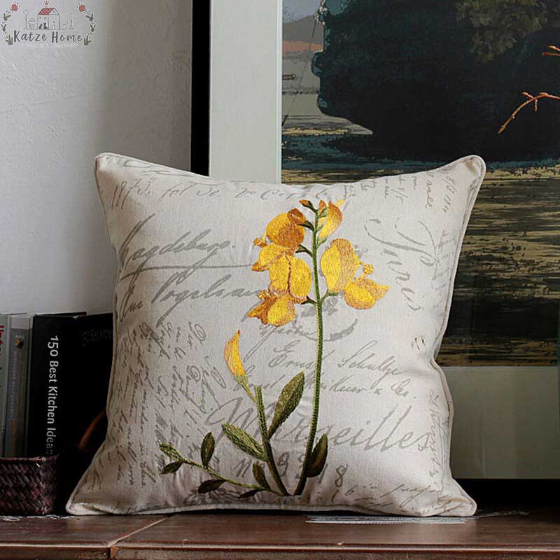 Cottagecore Wild Flower Embroidered Pillow Cover