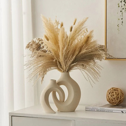 Creative Ceramic Circular Hollow Vase Set