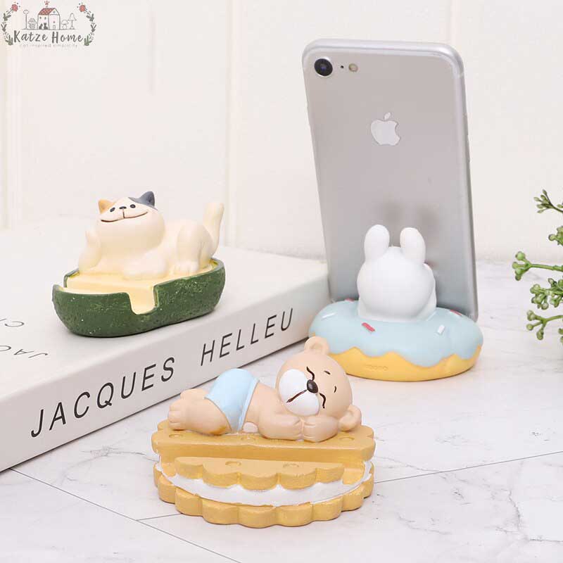 Cute Resin Rabbit Cat Phone Stand