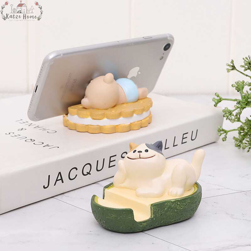 Cute Resin Rabbit Cat Phone Stand