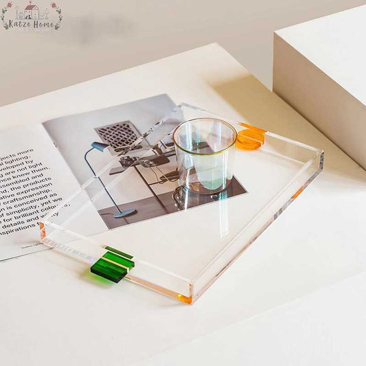 Decorative Clear Acrylic Trays with Colorful Handle