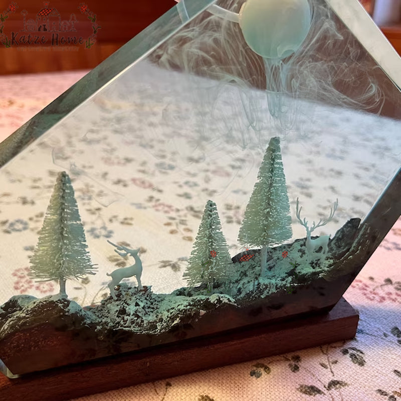 Deer In the Pine Forest Epoxy Resin Lamp