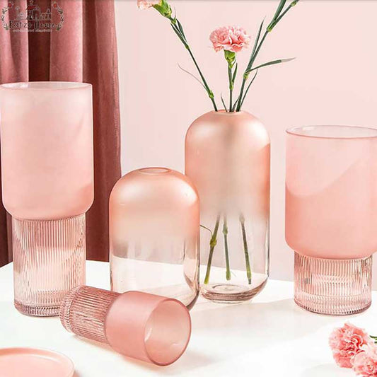 Dreamy Aesthetic Pink Frosted Glass Vase