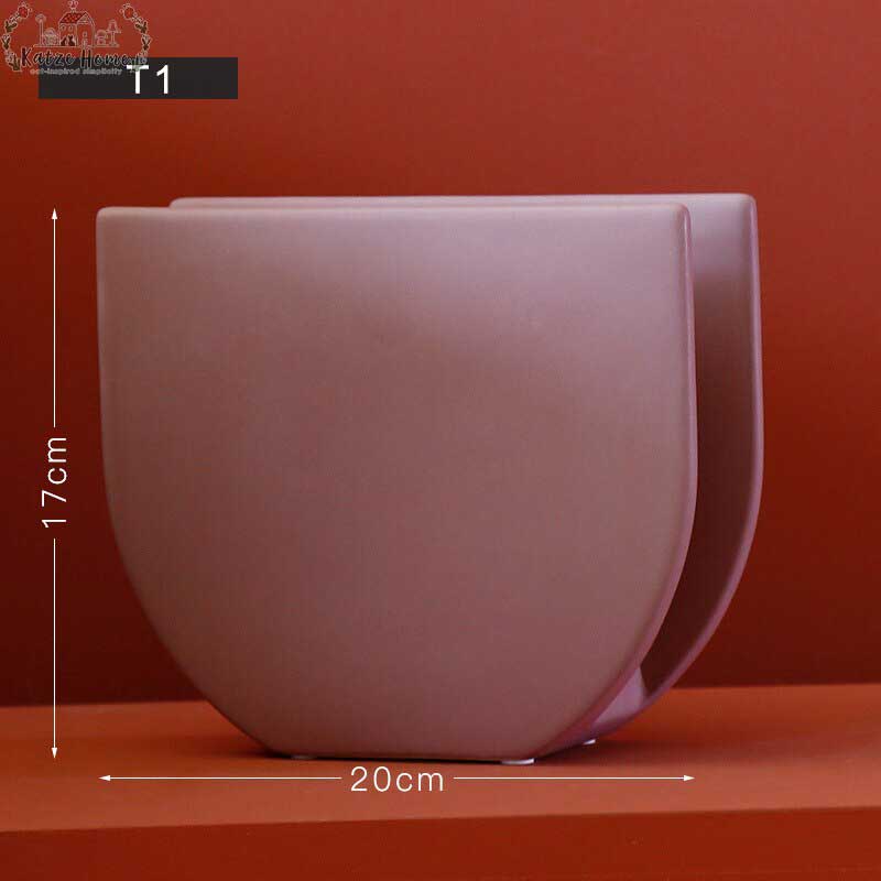 Earthy Geometric Pink Ceramic Vase