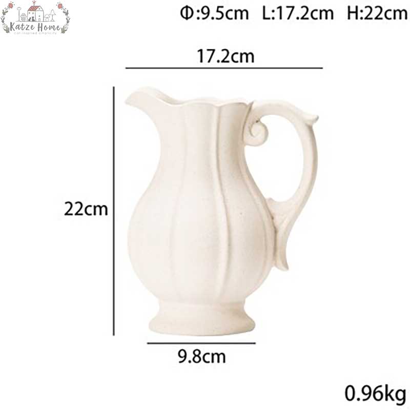 French Style White Ceramic Farmhouse Vase