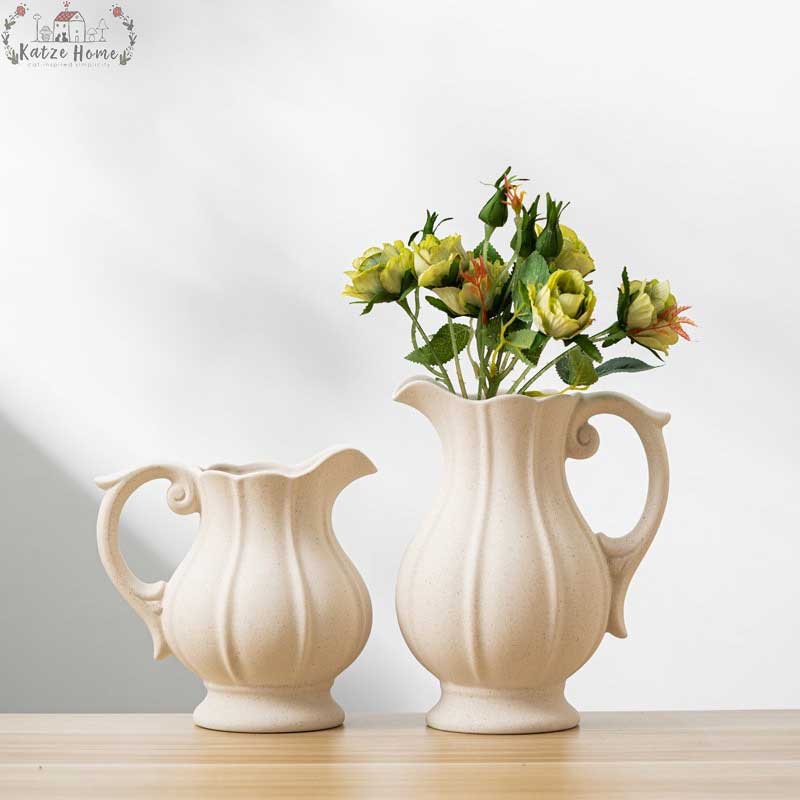 French Style White Ceramic Farmhouse Vase