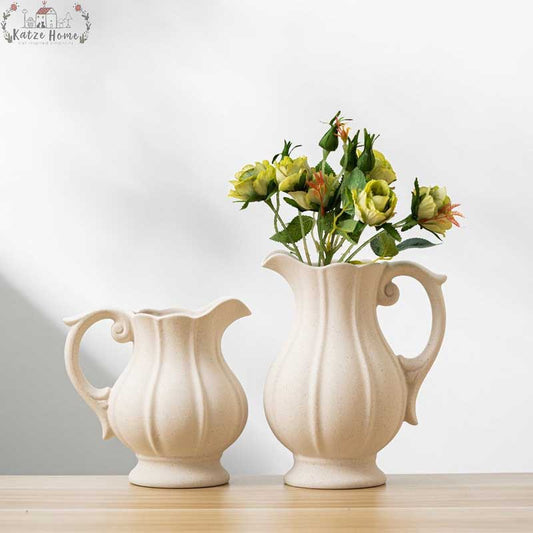 French Style White Ceramic Farmhouse Vase