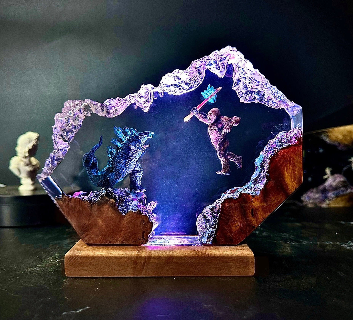 Godzilla and Kong Diorama Resin Lamp