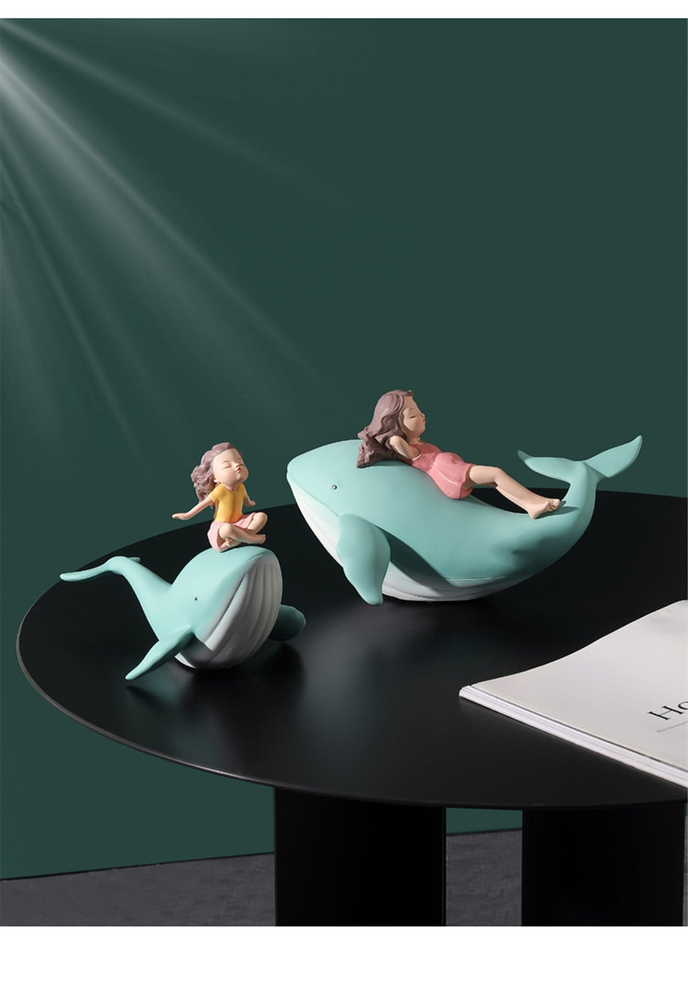 Resin Sleeping Girl on Whale Statue