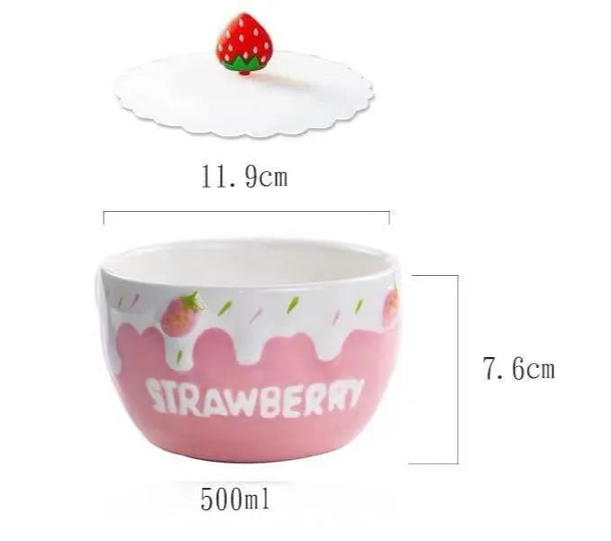 Melting Cake Strawberry Ceramic Bowl