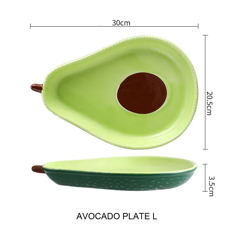 Ceramic Avocado Plate Bowl Set