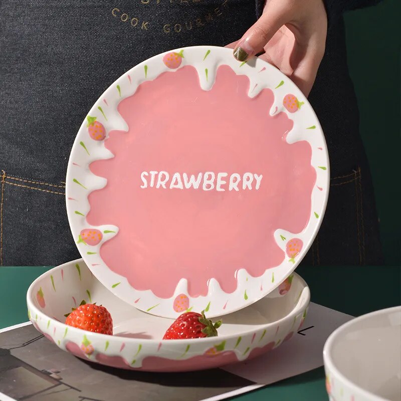 Melting Cake Strawberry Ceramic Bowl