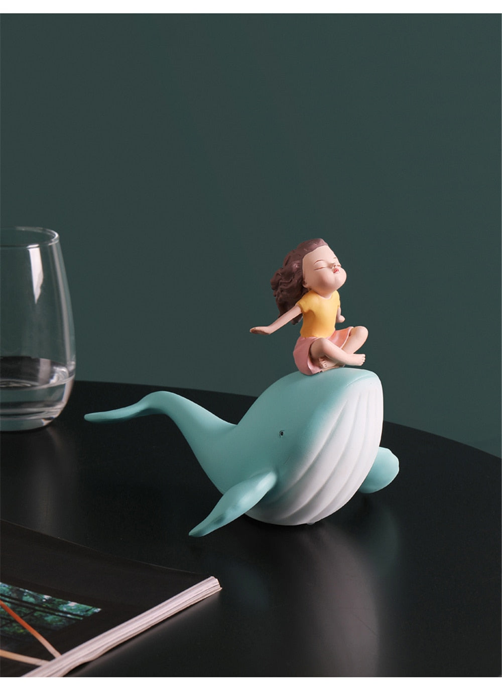 Resin Sleeping Girl on Whale Statue