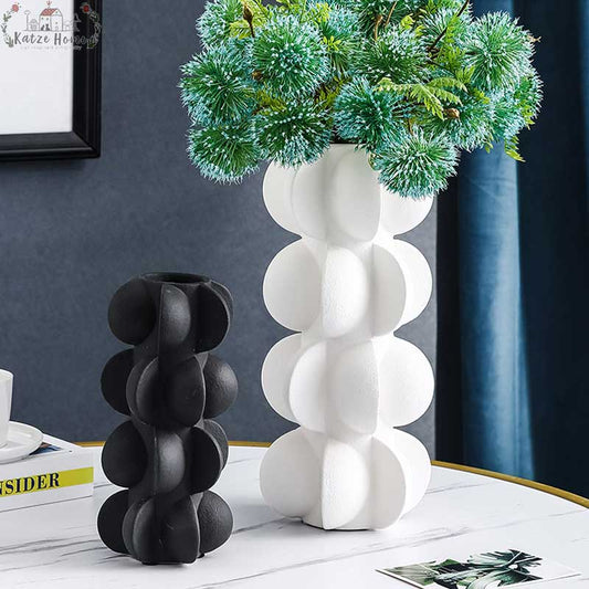 Industrial Black and White Ceramic Bulb Vase