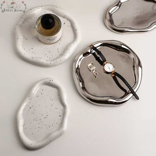 Industrial Ceramic Cookies & Silver Mirrored Tray Plate