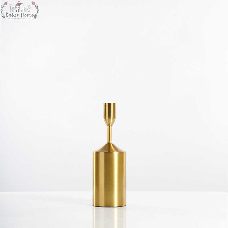 Industrial Gold Pillar Candle Holders