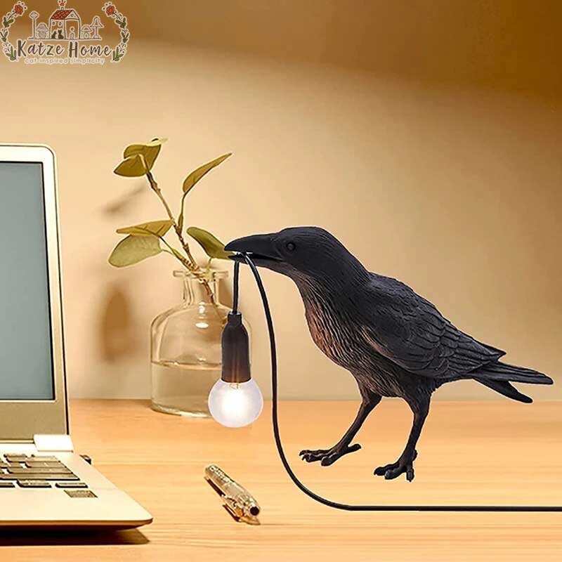 Lucky Black Crow Raven Bird Lamp Night Light