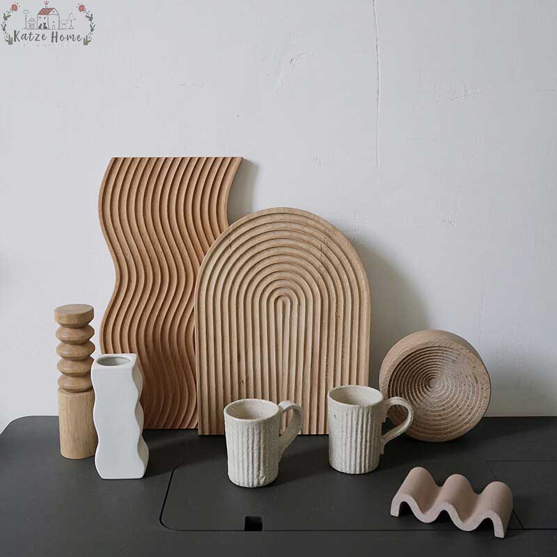 Minimalist Beech Wooden Ripple Wavy Tray