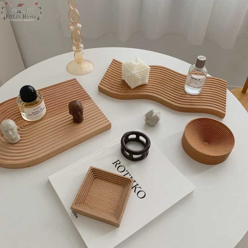 Minimalist Beech Wooden Ripple Wavy Tray