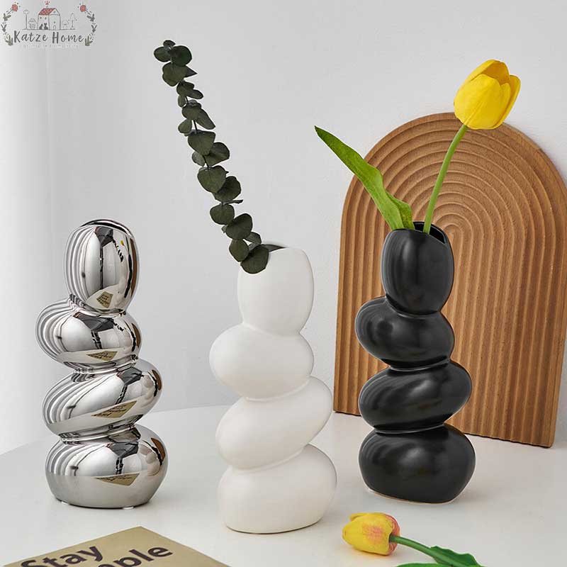 Minimalist Cobblestone Ceramic Vase