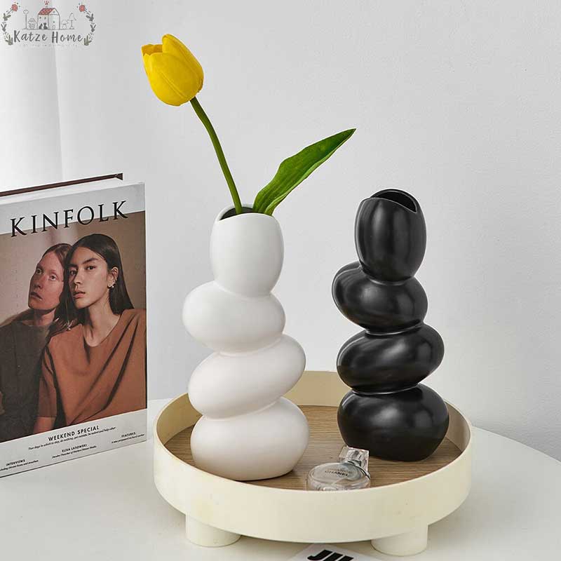 Minimalist Cobblestone Ceramic Vase