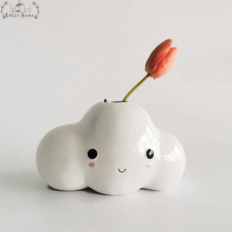 Minimalist Cute White Ceramic Cloud Vase